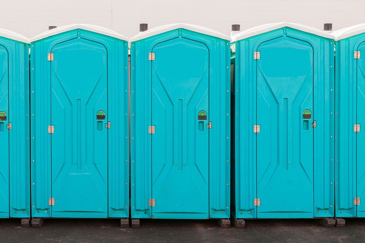 Industrial portable restroom units at a plant in Altoona, Pennsylvania
