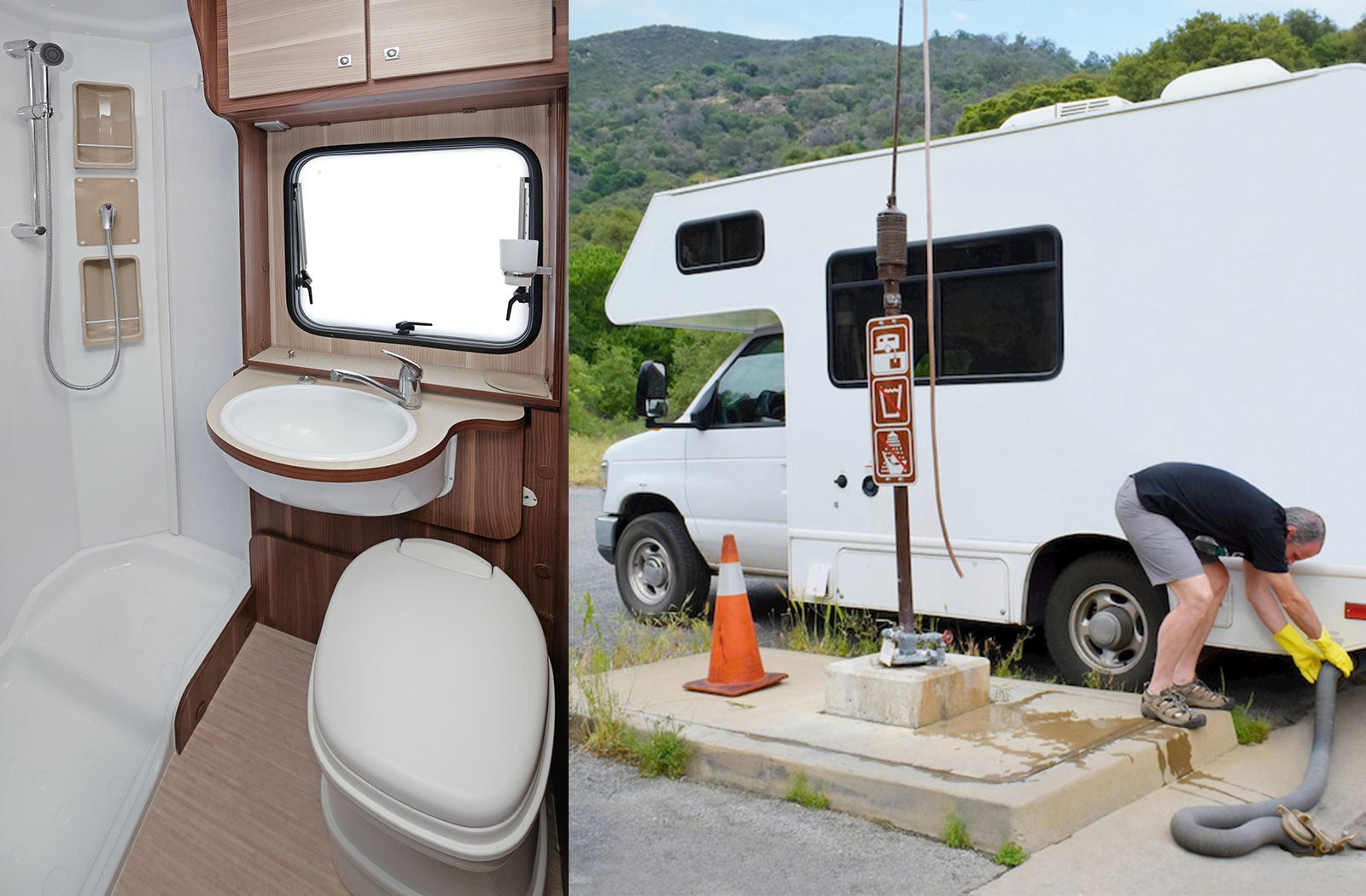Portable RV/camper toilet and holding tank setup in Altoona, Pennsylvania